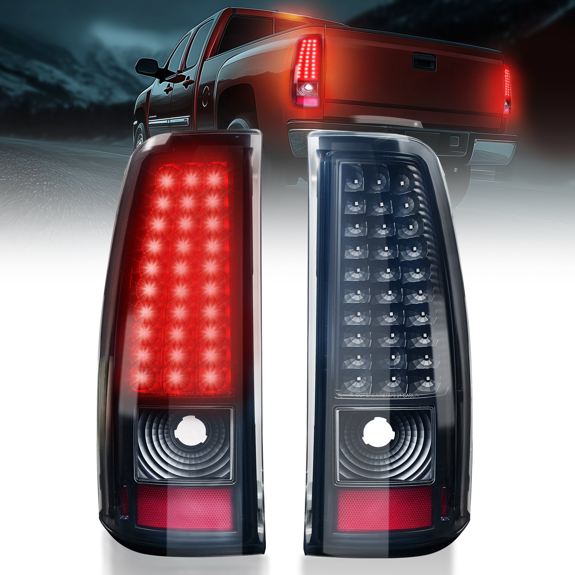 EVIL ENERGY LED Tail Lights Assembly Fit for Chevy Silverado 2003-2007 1500 2500 3500HD, Bright Smoked Tail Lights, IP67 Waterproof LED Tail Lights Rear Tail Lights Pair - EVILENERGY