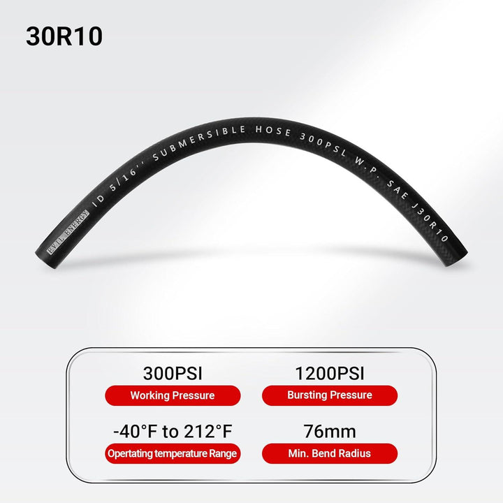 EVIL ENERGY Fuel Pump 300LPH With 10 Micron Filter PTFE Fuel Line Kits Universal EFI Fuel System Kit - EVILENERGY