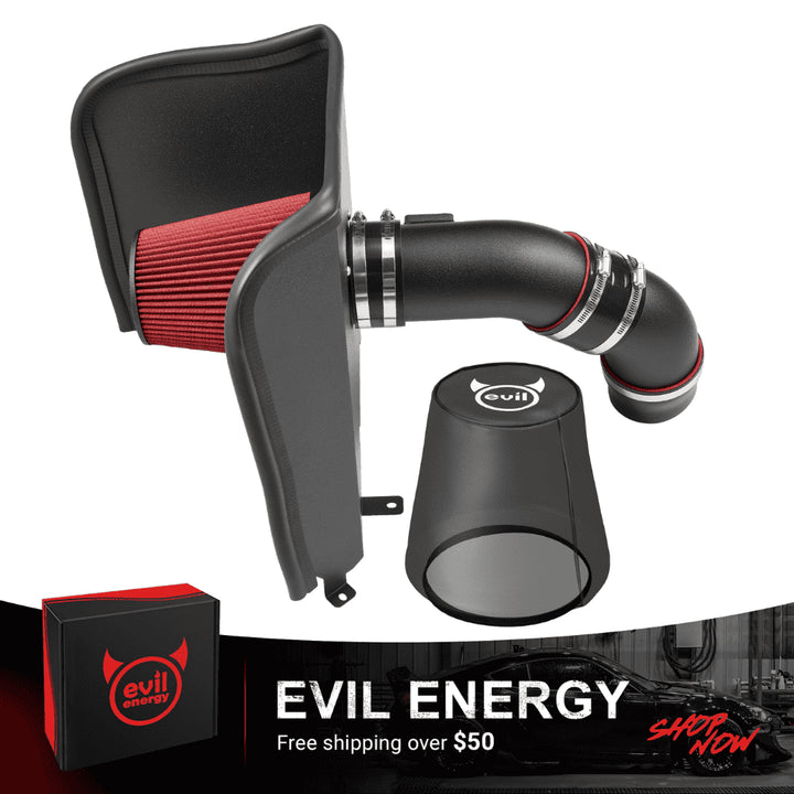 EVIL ENERGY Cold Air Intake Kit – Free Shipping Over $50, Includes Intake Tube, Red Filter & Heat Shield