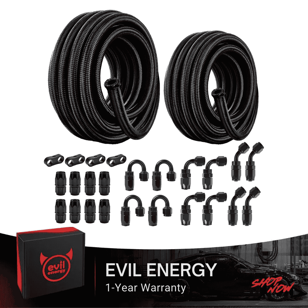 EVILENERGY EVIL ENERGY 2 Kit 6AN 8AN Fuel Line Kit 40FT with 24PCS Fitting Kit, 6AN Hose 8AN Hose, Nylon Braided CPE Fuel Line Hose