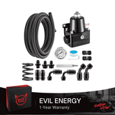 EVIL ENERGY EFI Fuel Pressure Regulator Kit Adjustable (20-120PSI) with 6AN CPE/PTFE Fuel Line Kit(black) - EVILENERGY