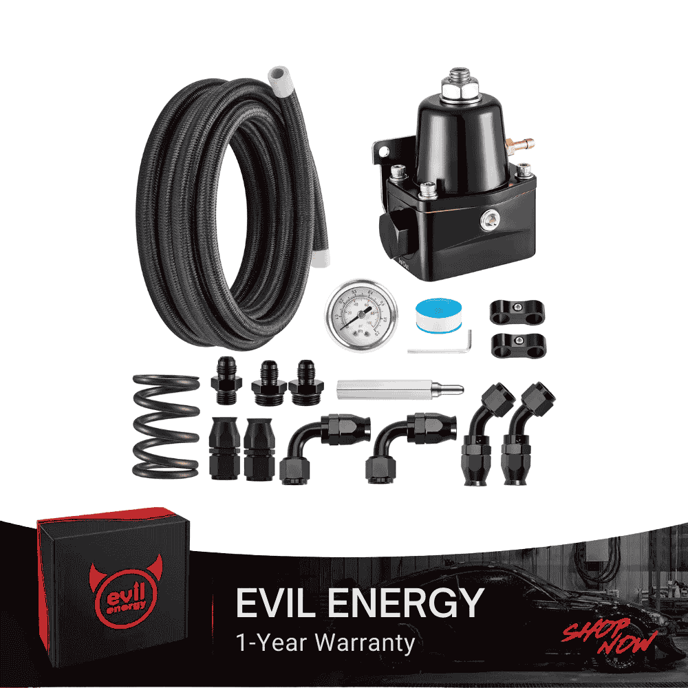 EVIL ENERGY EFI Fuel Pressure Regulator Kit Adjustable (20-120PSI) with 6AN CPE/PTFE Fuel Line Kit(black) - EVILENERGY