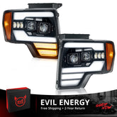 EVIL ENERGY Fit for Ford F150 2009-2014 LED Headlight Assembly, 1000% Bright with 5 Light Modes & Perfect Beam Pattern, IP67 Waterproof & Plug-N-Play, For Factory Halogen Headlights & 3 Pin Plug Only