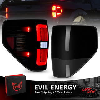 EVIL ENERGY Fit for Ford F150 2009-2014 Full LED Taillights , New Upgrade Smoked Black Rear Brake Stop/Reverse Lights/Parking Lights/Turn Signal Tail Lamp (2PCS, Passenger & Driver Side) - EVILENERGY