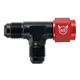 EVIL ENERGY FLARE MALE TEE RED&BLACK FITTING ADAPTER WITH FEMALE SWIVEL ON RUN(3/4/6/8/10AN) - EVILENERGY