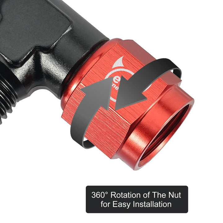 EVIL ENERGY FLARE MALE TEE RED&BLACK FITTING ADAPTER WITH FEMALE SWIVEL ON RUN(3/4/6/8/10AN) - EVILENERGY