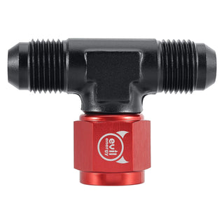 EVIL ENERGY AN Male Tee Fitting Adaptor with Female Swivel on Side Red&Black(4/6/8/10AN) - EVILENERGY