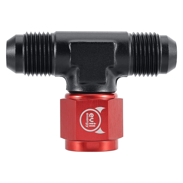 EVIL ENERGY AN Male Tee Fitting Adaptor with Female Swivel on Side Red&Black(4/6/8/10AN) - EVILENERGY