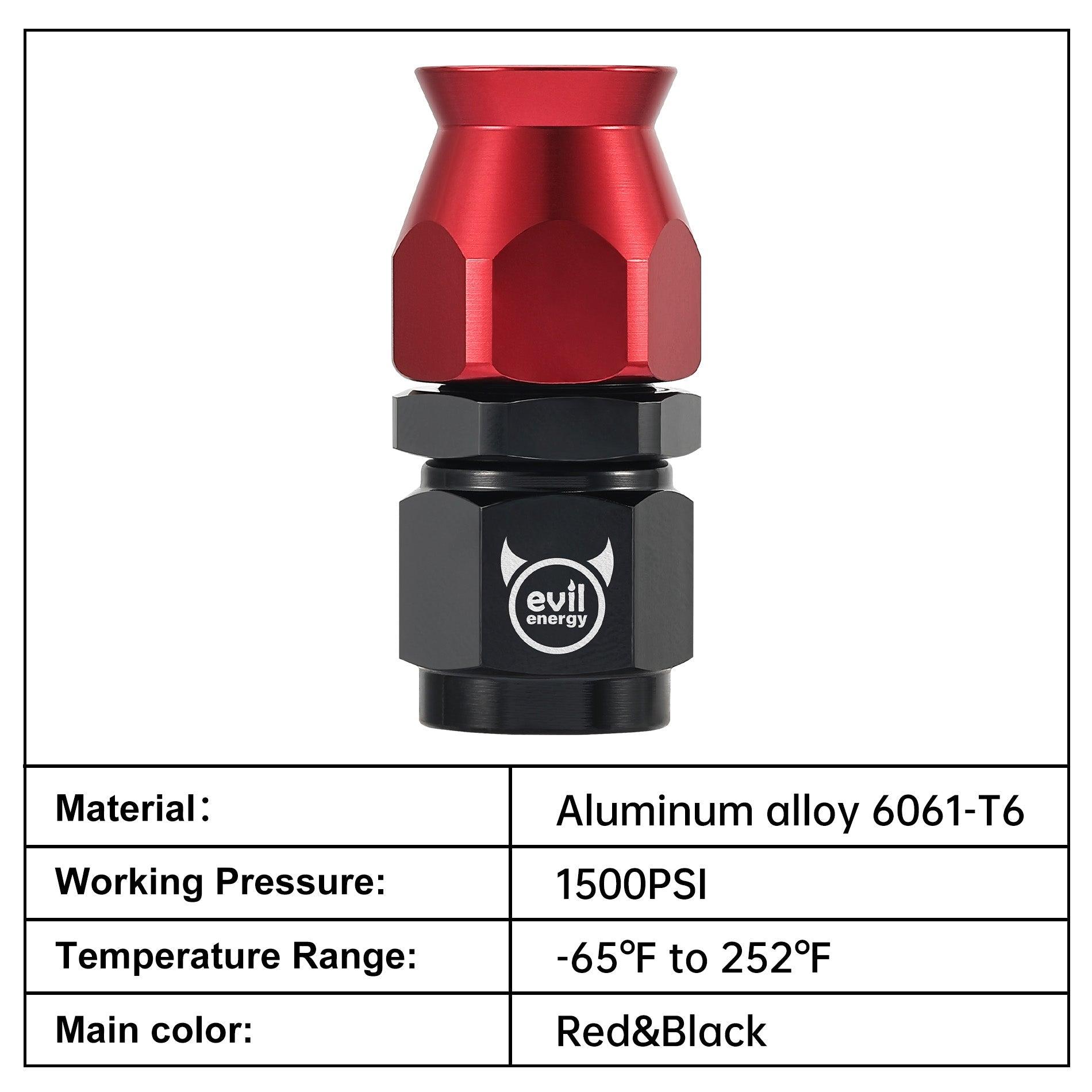 EVIL ENERGY PTFE Hose End Fitting Red&Black for PTFE Hose Only(4/6/8/10AN)
