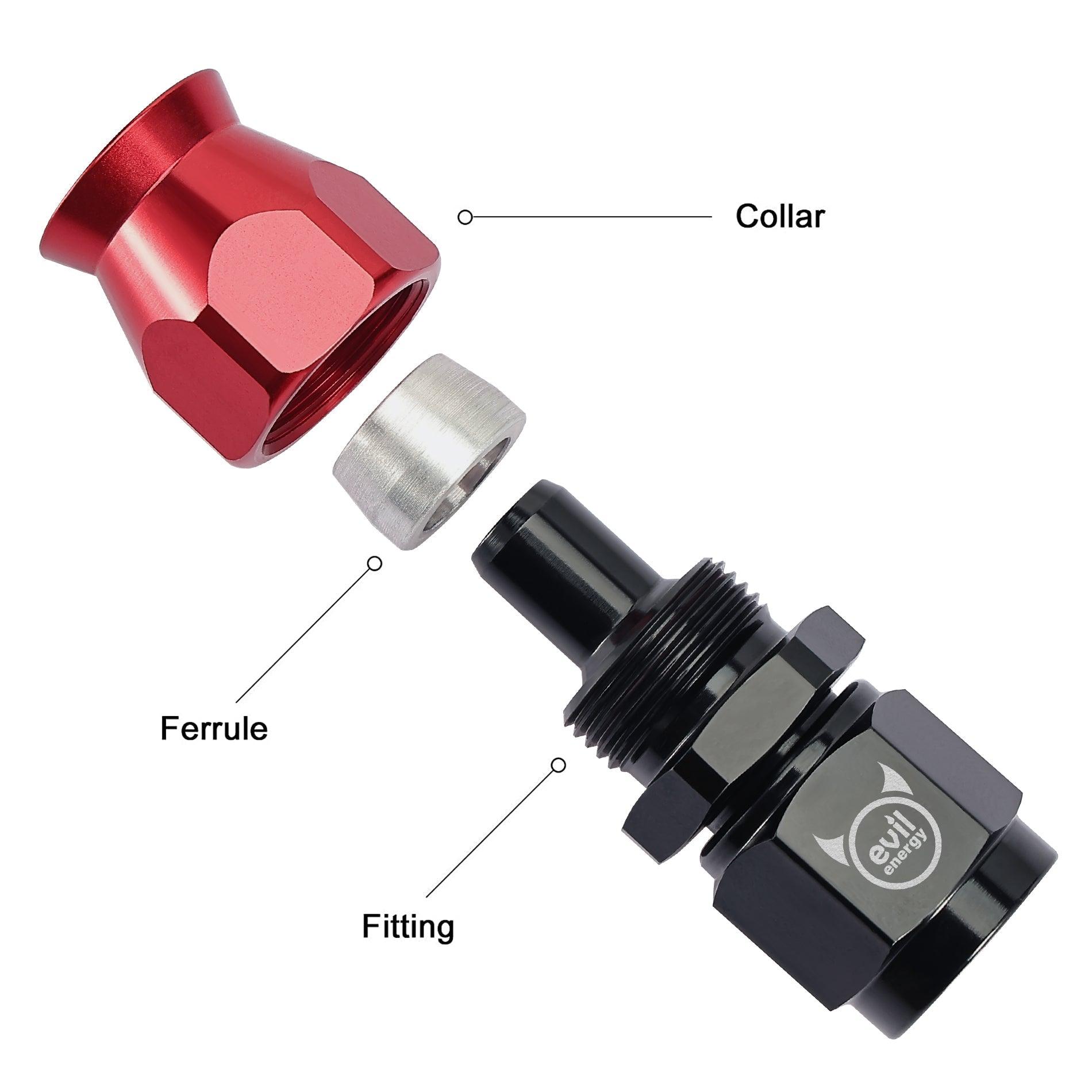 EVIL ENERGY PTFE Hose End Fitting Red&Black for PTFE Hose Only(4/6/8/10AN)