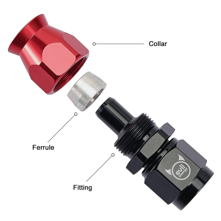 EVIL ENERGY PTFE Hose End Fitting Red&Black for PTFE Hose Only(4/6/8/10AN)