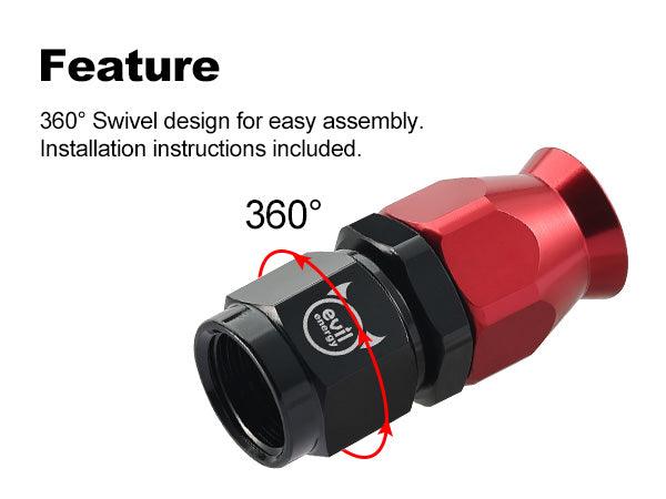 EVIL ENERGY PTFE Hose End Fitting Red&Black for PTFE Hose Only(4/6/8/10AN)