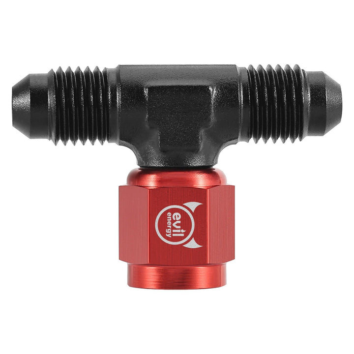 EVIL ENERGY AN Male Tee Fitting Adaptor with Female Swivel on Side Red&Black(4/6/8/10AN) - EVILENERGY