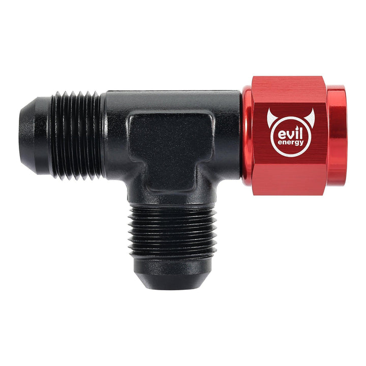 EVIL ENERGY FLARE MALE TEE RED&BLACK FITTING ADAPTER WITH FEMALE SWIVEL ON RUN(3/4/6/8/10AN) - EVILENERGY