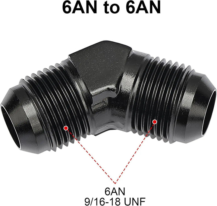 EVIL ENERGY EVIL ENERGY AN Male to Male Flare 45/90 Degree Union Coupler Fitting Coupling Aluminum Black ( 3/4/6/8/10/12AN)
