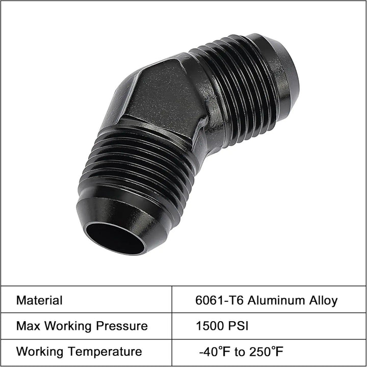 EVIL ENERGY EVIL ENERGY AN Male to Male Flare 45/90 Degree Union Coupler Fitting Coupling Aluminum Black ( 3/4/6/8/10/12AN)