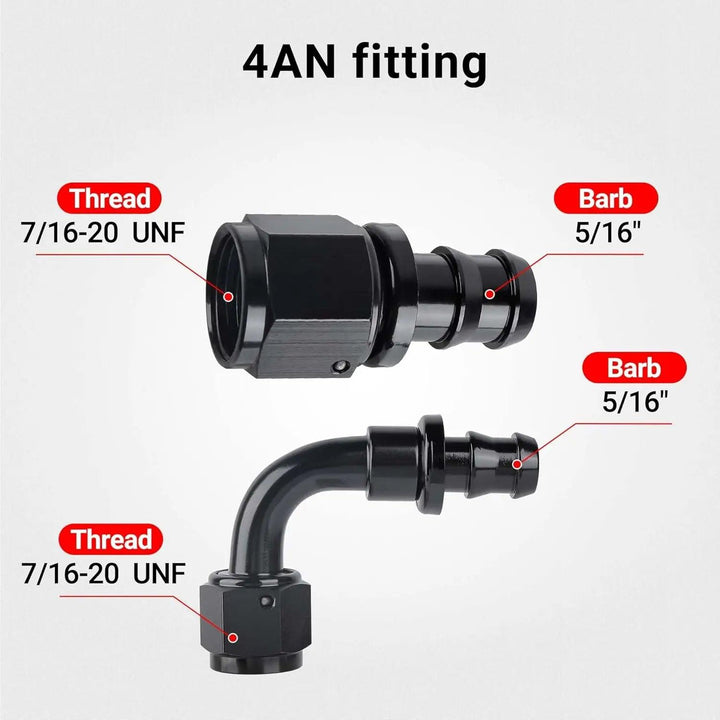 EVILENERGY EVIL ENERGY Push Lock Hose Kit Fuel Hose Line Kit NBR SAE 30R7 10FT (4/6/8/10/12AN)