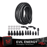 EVIL ENERGY 3/8-inch Fuel Line Kit 25FT SAE 30R7 NBR Push Lock Hose with Fittings & Clamps