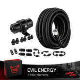EVIL ENERGY E85 Compatible Fuel Filtration & Fuel Line Kit - Universal 6AN-10AN Inline Fuel Filter (10/30/40/100 Micron) + 20FT PTFE Braided Fuel Line (4AN-12AN, 3/16 Inch ID)