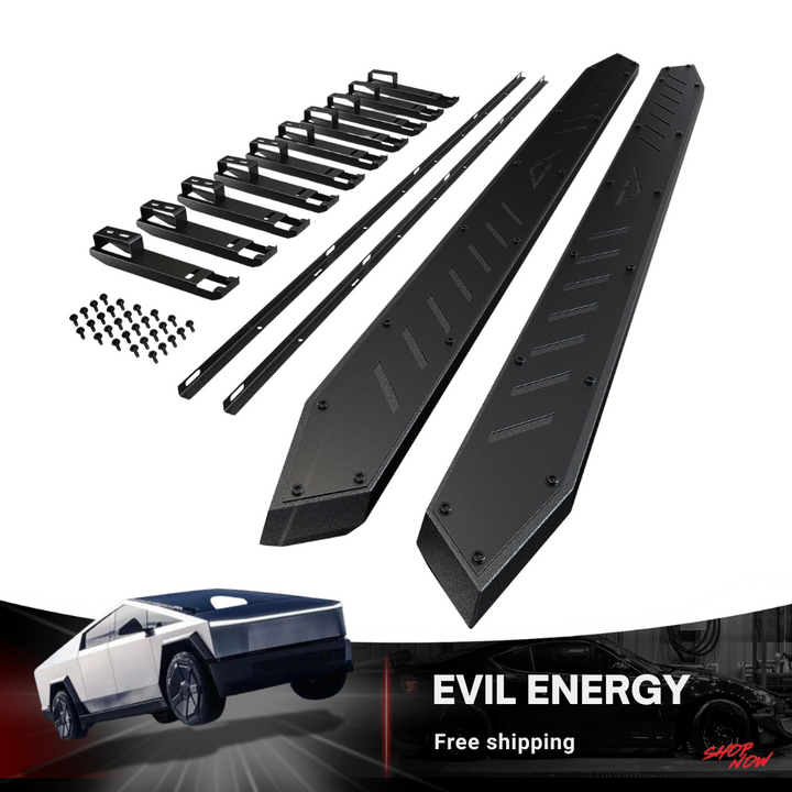 2PCS Side Steps for Tesla Cybertruck 2019-2025 | Heavy-Duty Running Boards | Double Layer Side Steps | Anti-Slip Nerf Bars | No-Drill Bolt-On Installation | 550LB Capacity | Rust-Proof Stainless Steel|EVIL ENERGY - EVILENERGY