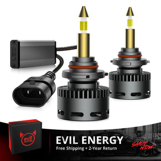 EVIL ENERGY RD09 Bullet 9005/HB3 130W 360°Full Illumination LED Headlight Bulbs 900% Brighter Than Halogen and 60000Hrs Lifespan - EVILENERGY