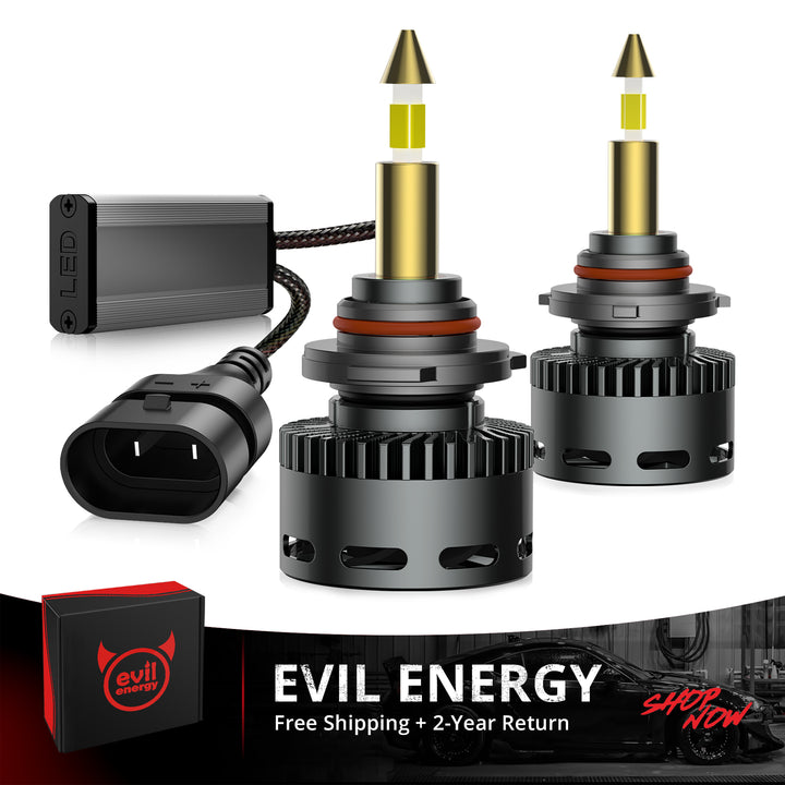 EVIL ENERGY RD09 Bullet 9005/HB3 130W 360°Full Illumination LED Headlight Bulbs 900% Brighter Than Halogen and 60000Hrs Lifespan - EVILENERGY