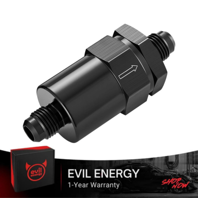 EVIL ENERGY 6/8/10AN Billet Inline Fuel Filter 30 Micron Aluminum Black for Car EFI & Carb Fuel Systems - EVILENERGY