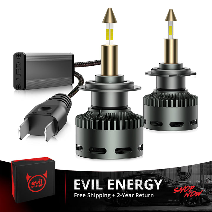 EVIL ENERGY RD09 Bullet 130W 360° Full IIlumination H7 6500K White 40000LM IP68 LED Headlight Bulbs 2 Pcs - EVILENERGY