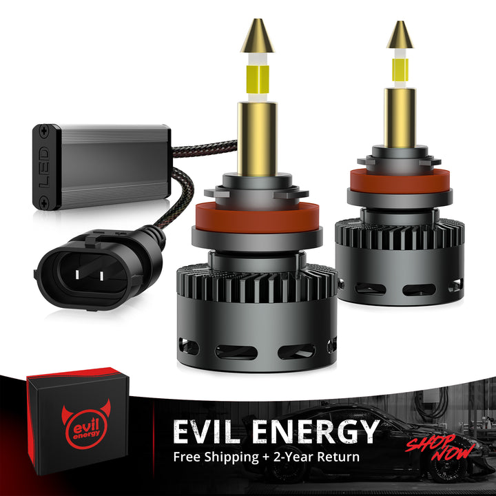 EVIL ENERGY RD09 Bullet H11/H8/H9 130W 360°Full Illumination LED Headlight Bulbs 900% Brighter Than Halogen and 60000Hrs Lifespan - EVILENERGY