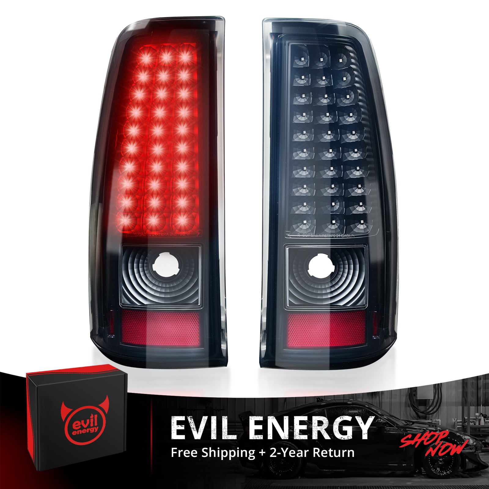 EVIL ENERGY LED Tail Lights Assembly Fit for Chevy Silverado 2003-2007 1500 2500 3500HD, Bright Smoked Tail Lights, IP67 Waterproof LED Tail Lights Rear Tail Lights Pair - EVILENERGY