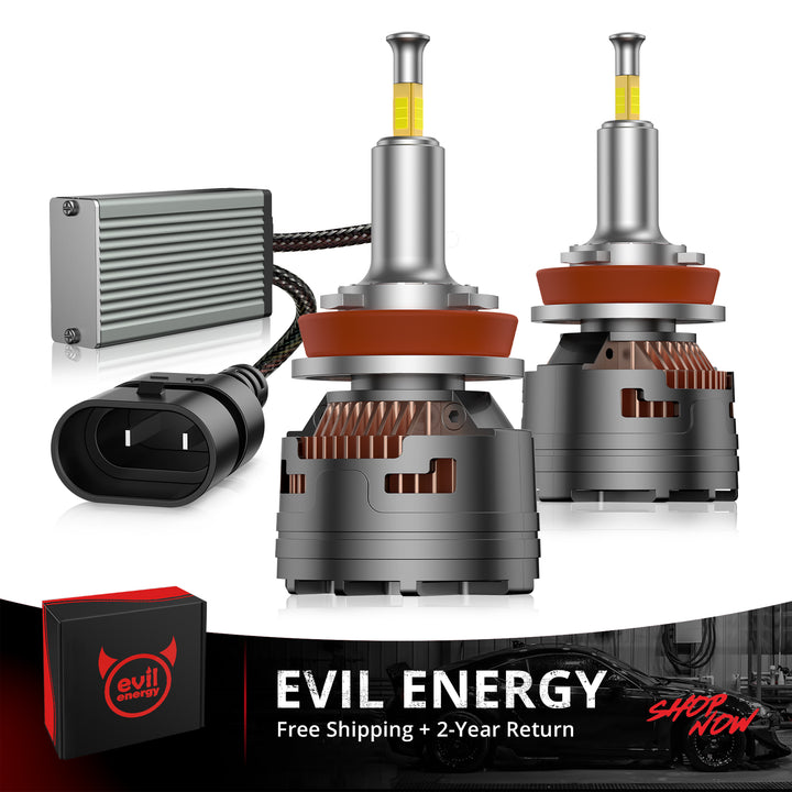 EVIL ENERGY V7 Brightest 150W 360° Full IIlumination H11/H8/H9 6500K White 45000LM IP68 LED Headlight Bulbs 2 Pcs - EVILENERGY