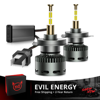 EVIL ENERGY RD09 Bullet 130W 360° Full IIlumination H4/9003/HB2 Dual Light Source 6500K White 40000LM IP68 LED Headlight Bulbs 2 Pcs - EVILENERGY