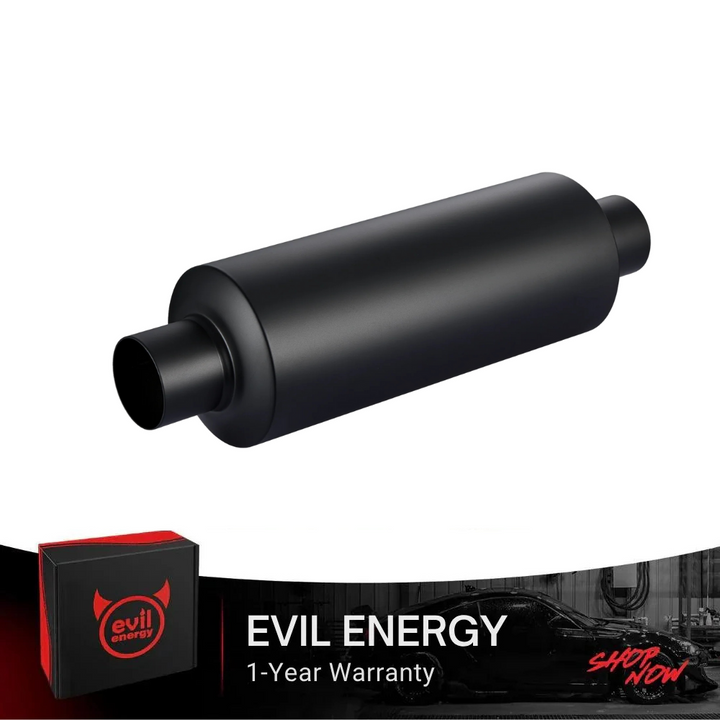 EVIL ENERGY Mid-Pipe Muffler 2.0" / 2.25"/ 2.5"/ 3.0" | High-Performance Sound Enhancement with Black Finish - EVILENERGY