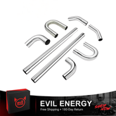 EVIL ENERGY 2.5 inch Custom Exhaust Kit, 8-Piece Mandrel Bent Tubing Set – Universal Aluminum Plated Iron Exhaust Pipes