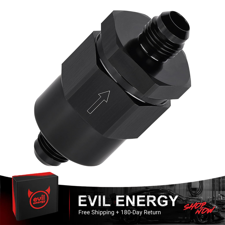 EVIL ENERGY 6/8/10AN Male Non Return One Way Check Valve Fitting Aluminum Black - EVILENERGY