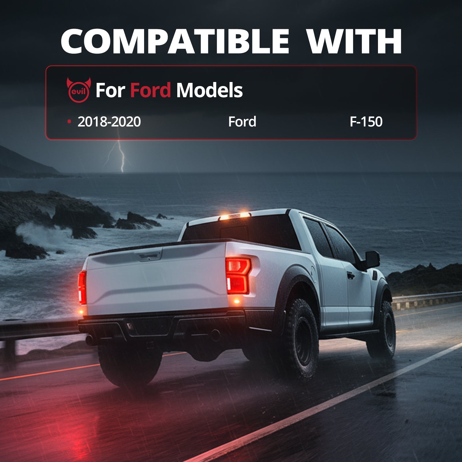 EVIL ENERGY Fit For Ford F150 2018-2020 LED Tail Light with Blind Spot Right Passenger Side Taillight Rear Brake Lamp Signal Assembly (Module NOT Included) - EVILENERGY