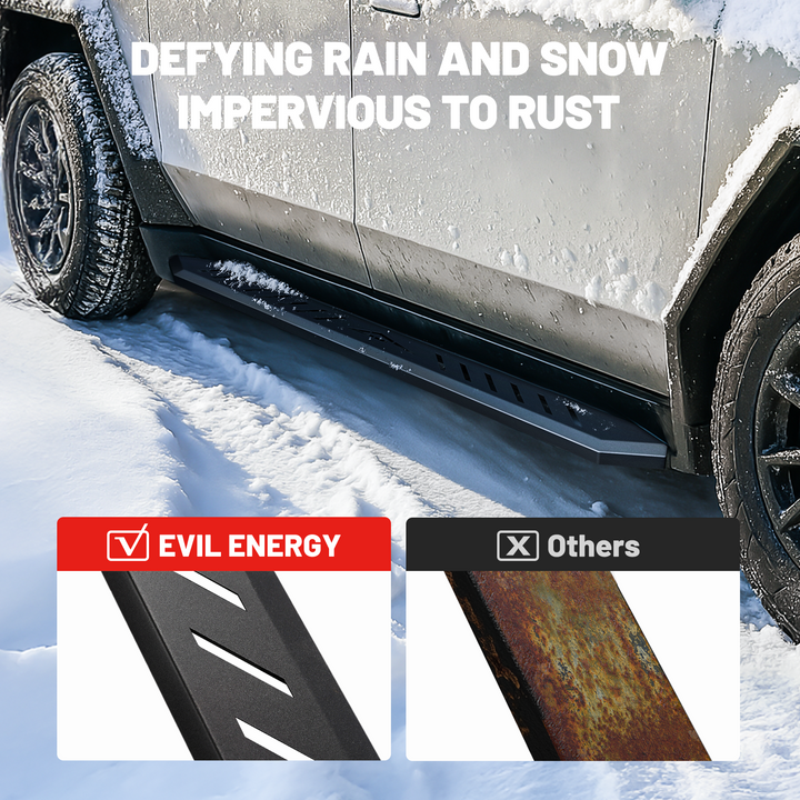 EVIL ENERGY Cybertruck Side Steps - 2PCS Heavy-Duty Running Boards, Anti-Slip Nerf Bars, No-Drill Bolt-On Installation, Rust-Proof Coating, 550LB Load Capacity - Tesla Cybertruck 2019-2025 - EVILENERGY