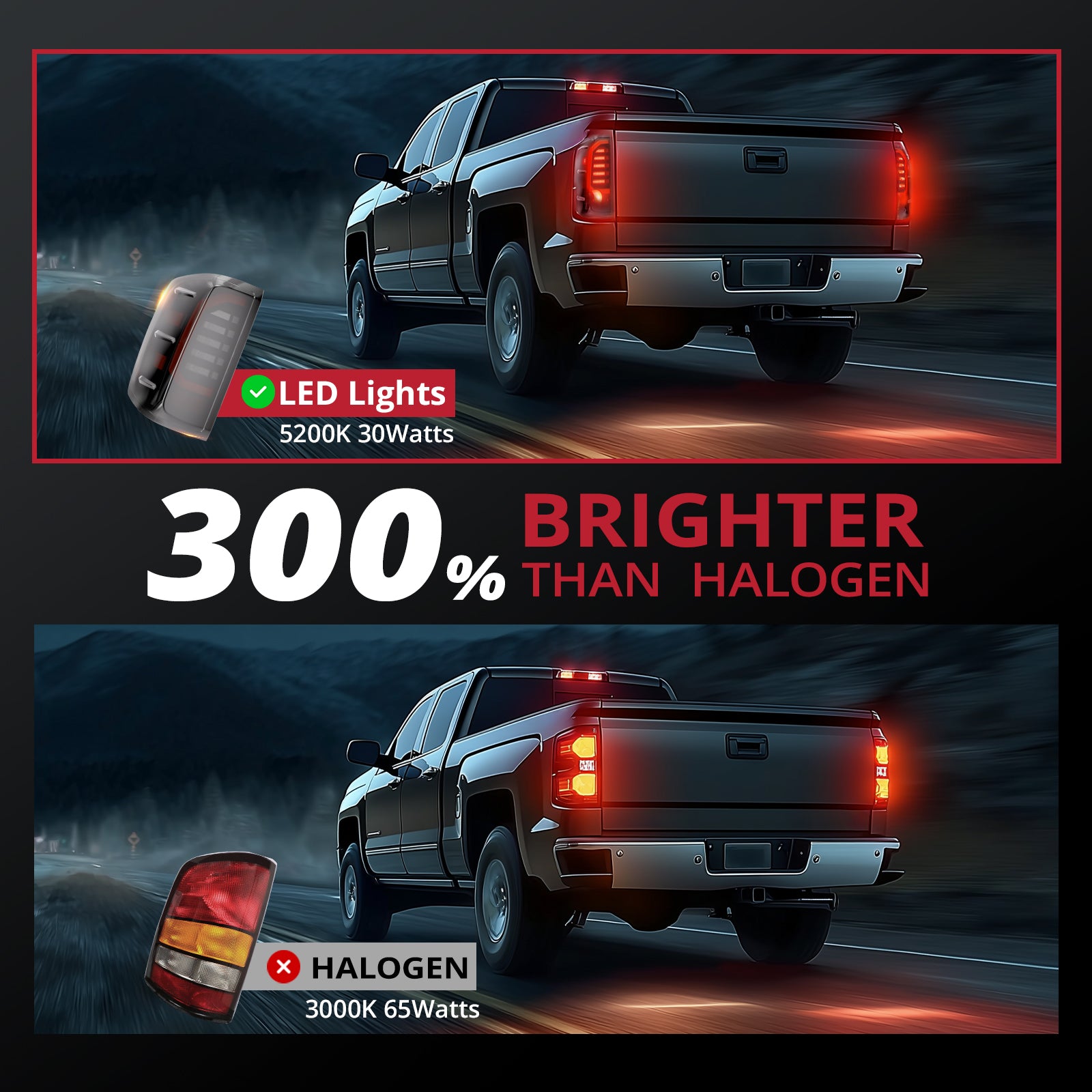 EVIL ENERGY LED Tail Lights Assembly for 2014-2019 Chevy Silverado 1500 2500 3500HD, Bright Smoked Tail Lights, IP67 Waterproof LED Tail Lights Rear Tail Lights Pair - EVILENERGY