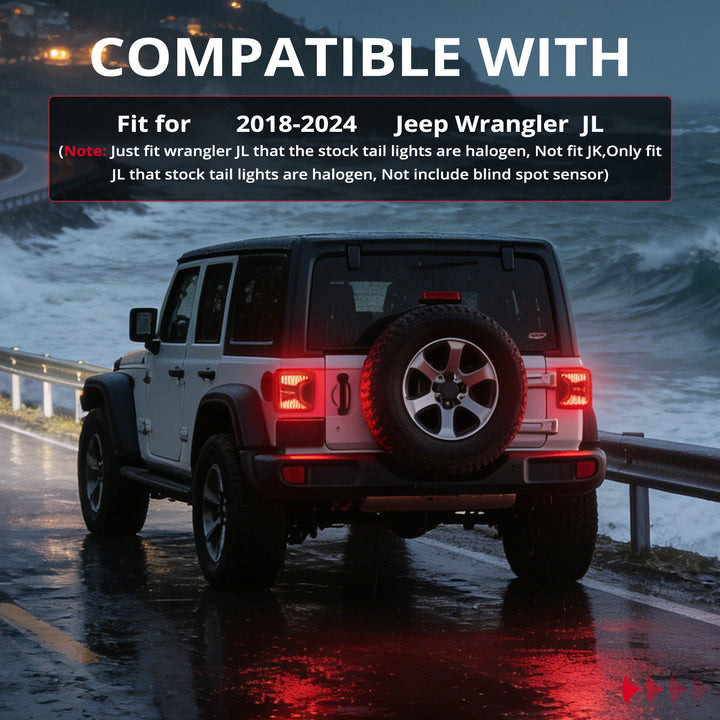 EVIL ENERGY Fit For 2018-2025 Jeep Wrangler JL LED Tail Lights, with Reverse Light Turn Signal Lamp Running Lights Side Marker Light, 2 PCS - EVILENERGY
