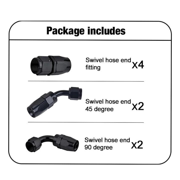 EVIL ENERGY AN Swivel Hose End Fitting Kit – 8PCS Aluminum Set(6AN/8AN/10AN) - EVILENERGY
