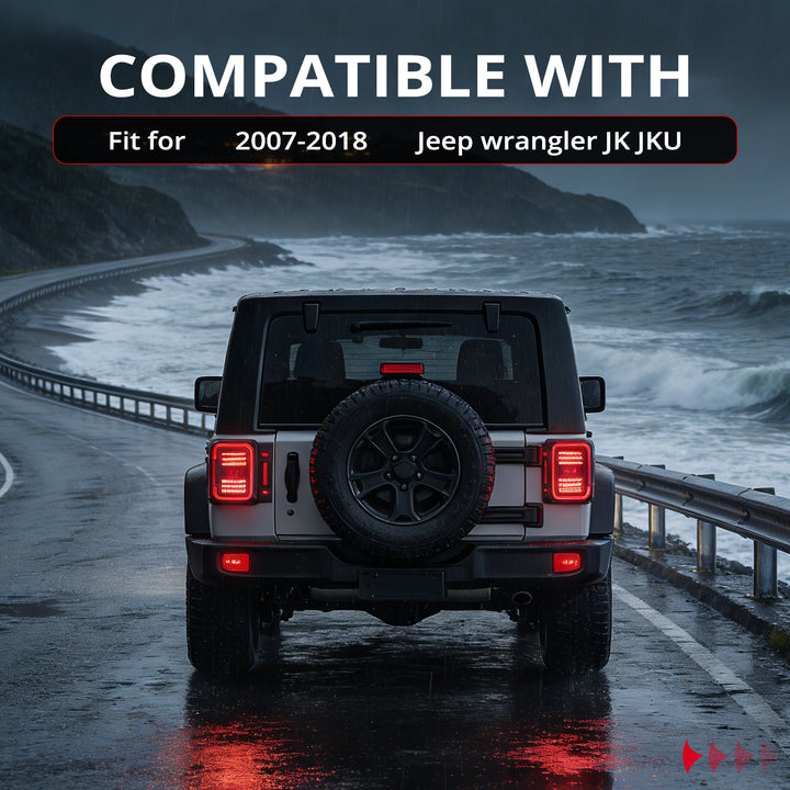 EVIL ENERGY Fit For 2007-2018 Jeep JK JKU LED Tail Lights, Unique C Shaped Design Smoked Lens, 20W Reverse Lights, Built-in EMC, DOT Compliant,2 PCS - EVILENERGY