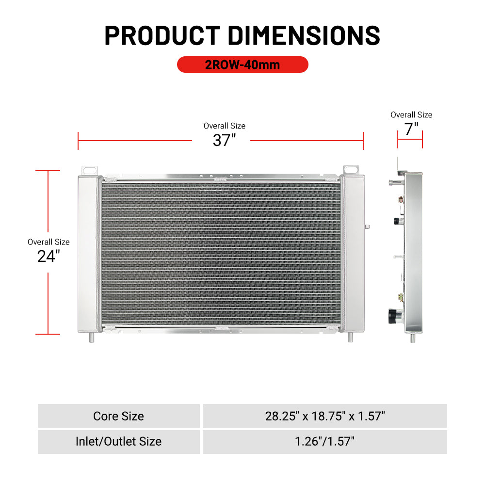 EVIL ENERGY Lightweight 2-Row 30mm Radiator | High-Performance Cooling for Compact Vehicles | Fits 1999-2013 Silverado, Tahoe, GMC Sierra, Hummer H2 4.8L, 5.3L, 6.0L, 6.2L - EVILENERGY