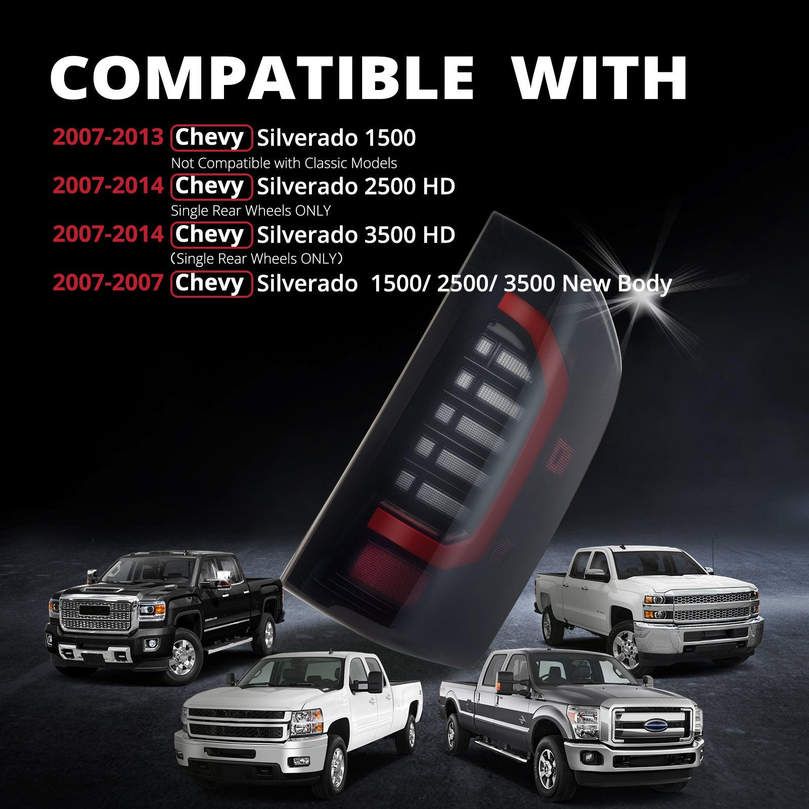 EVIL ENERGY LED Tail Lights Black Smoke For 2007-2013 Chevy Silverado 1500 2500 HD 3500 HD - EVILENERGY