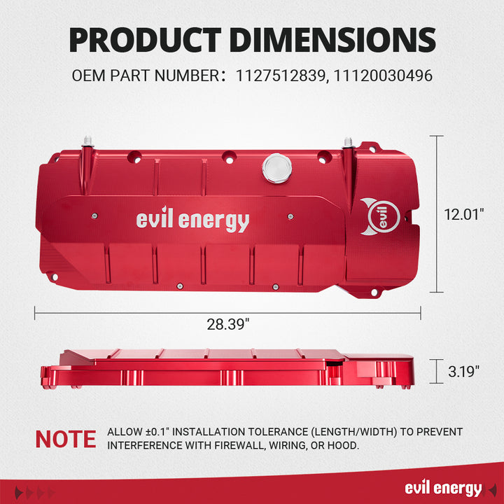 EVIL ENERGY Red CNC Billet Aluminum Valve Cover - For BMW E46 E60 M52 M54, Heat Dissipation & Engine Bay Upgrade - EVILENERGY