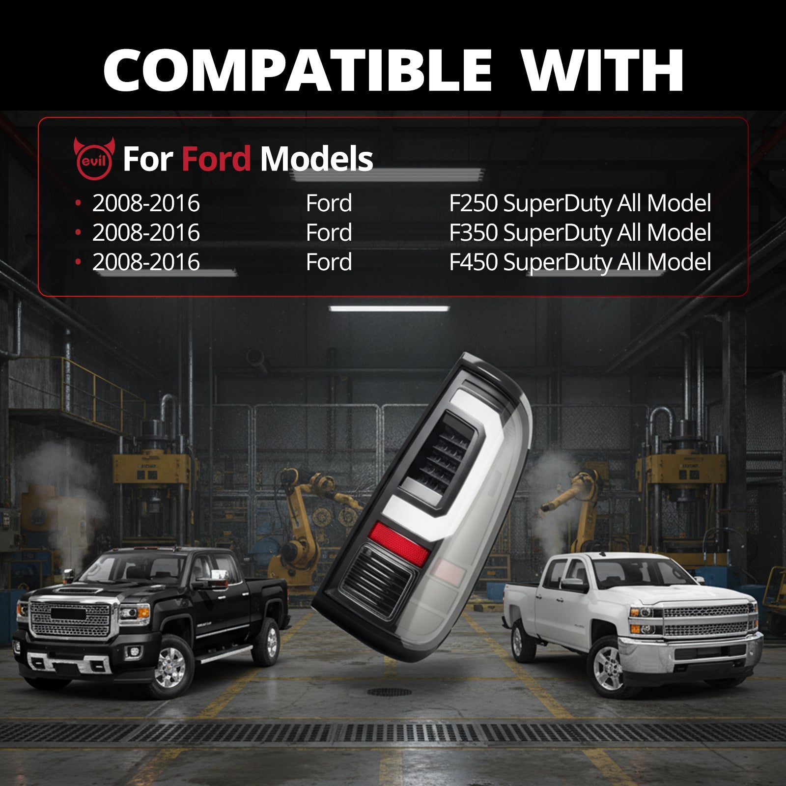 EVIL ENERGY Black LED Tail Lights Lamps for 2008-2016 Ford F250 F350 F450 F550 Super Duty - EVILENERGY