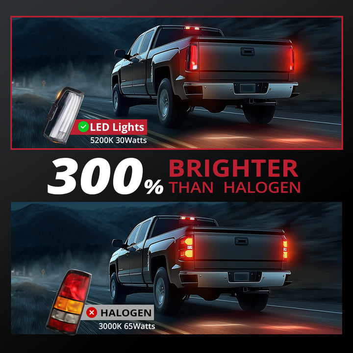 EVIL ENERGY LED Tail Lights Assembly Fit for Chevy Silverado 2003-2007 1500 2500 3500HD, IP67 Waterproof LED Tail Lights Rear Tail Lights Pair White - EVILENERGY