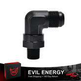 EVIL ENERGY AN Male Flare to NPT 90° Swivel Fitting Adapter Aluminum Black