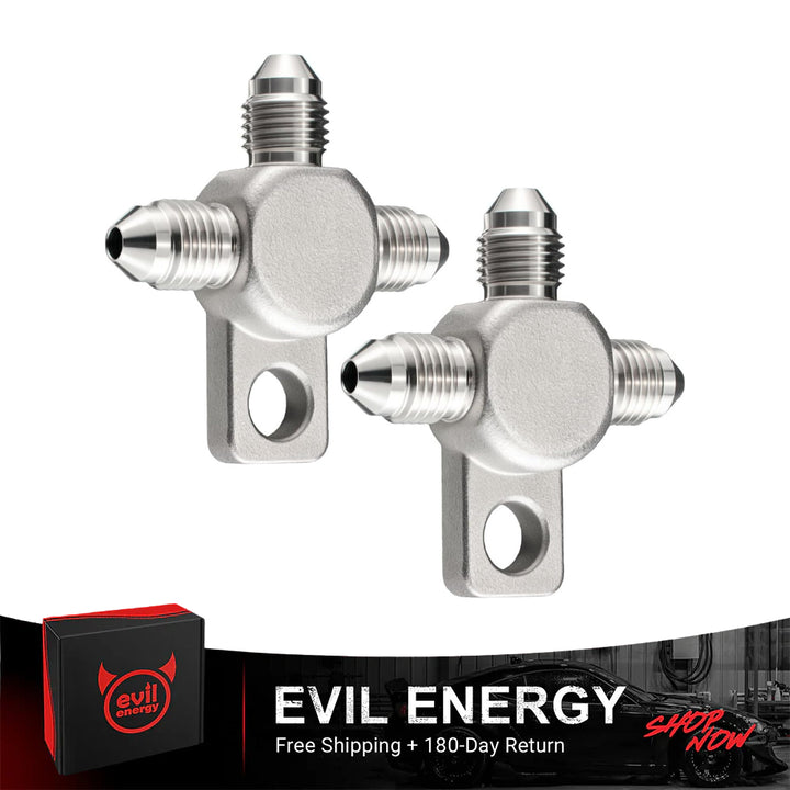 EVIL ENERGY 3AN Brake Tee Block Fitting with Mounting Tab – Stainless Steel 2PCS - EVILENERGY