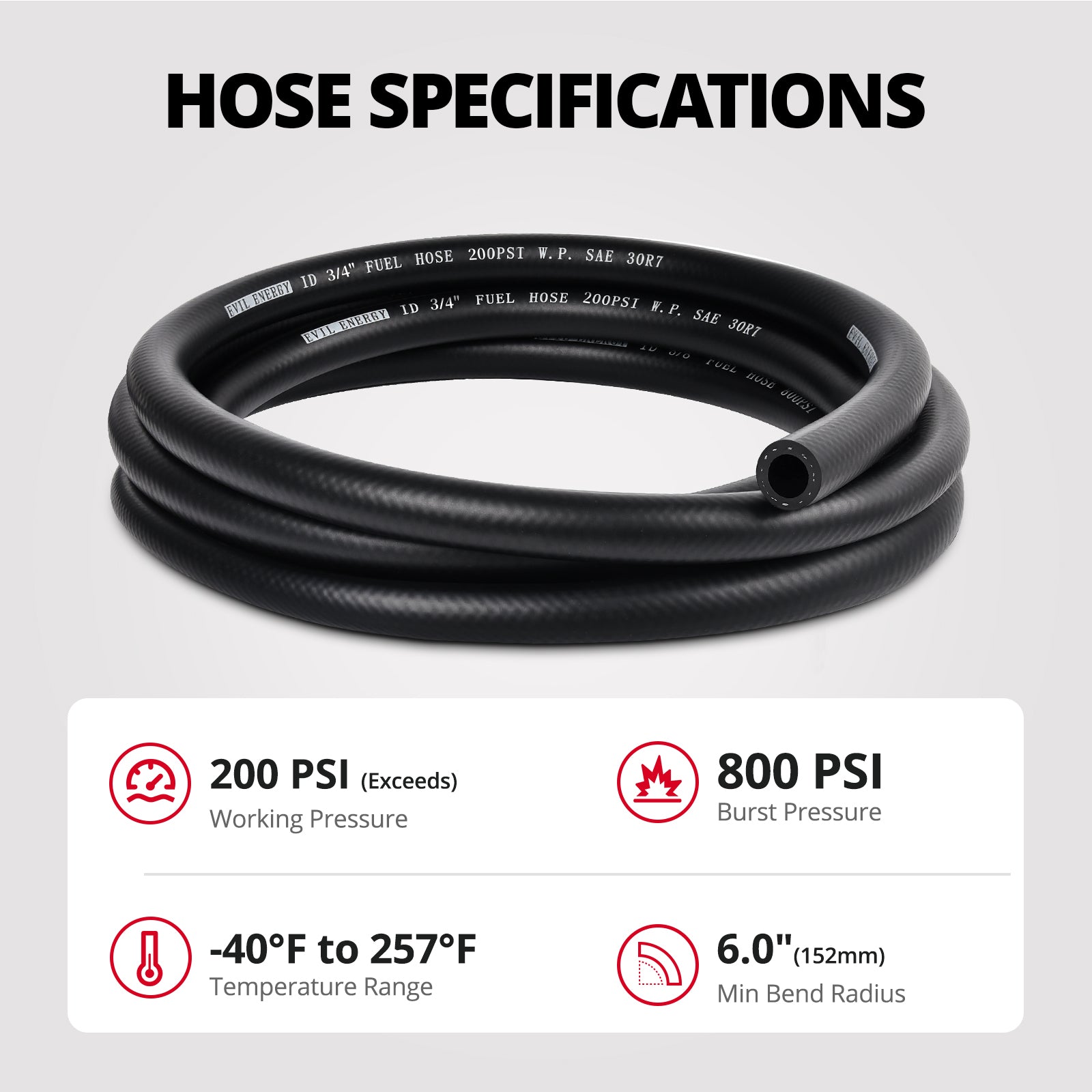 EVIL ENERGY Fuel Hose Push Lock Line NBR Rubber SAE 30R7 5-25FT - EVILENERGY