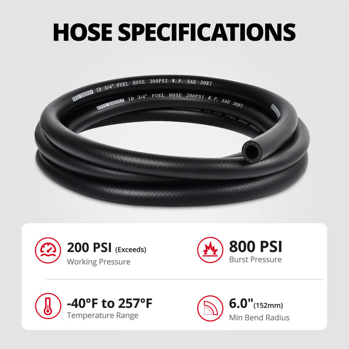 EVIL ENERGY Fuel Hose Push Lock Line NBR Rubber SAE 30R7 5-25FT - EVILENERGY